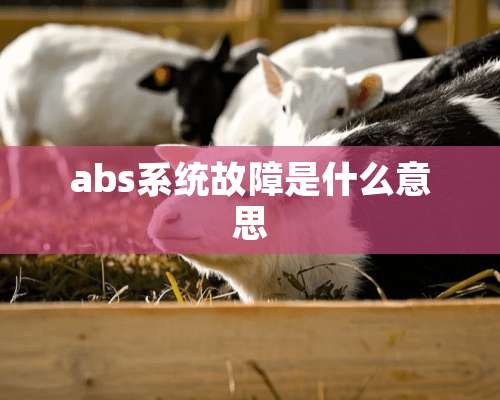 abs系统故障是什么意思