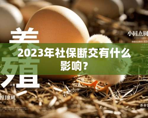 2023年社保断交有什么影响？