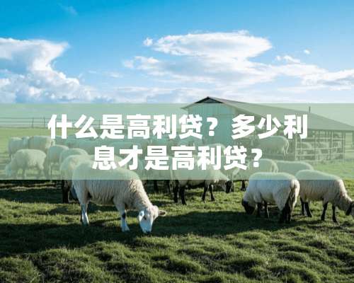 什么是高利贷？多少利息才是高利贷？