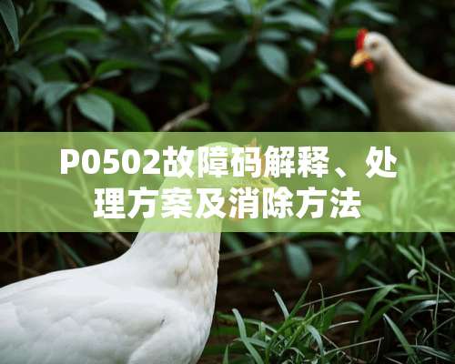 P0502故障码解释、处理方案及消除方法