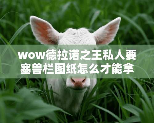 wow德拉诺之王私人要塞兽栏图纸怎么才能拿到？