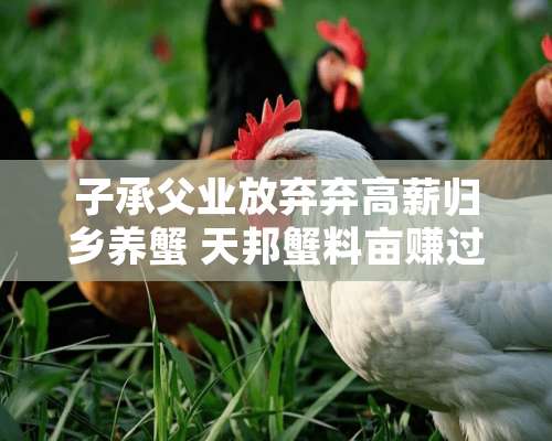 子承父业放弃弃高薪归乡养蟹 天邦蟹料亩赚过万喜报传