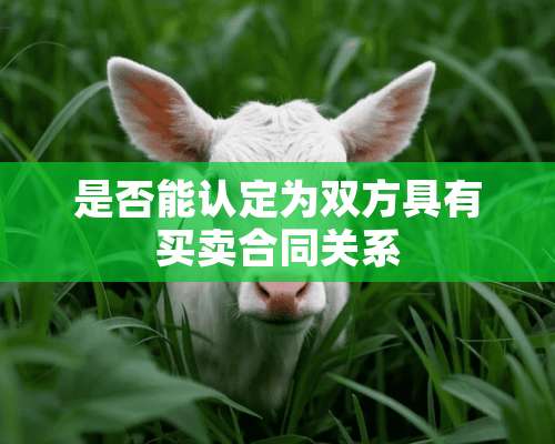 是否能认定为双方具有买卖合同关系