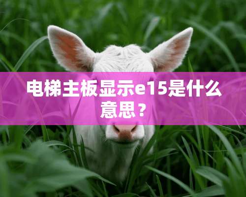 电梯主板显示e15是什么意思？