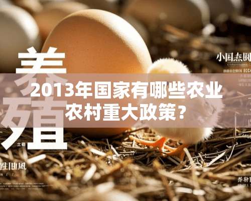 2013年国家有哪些农业农村重大政策？