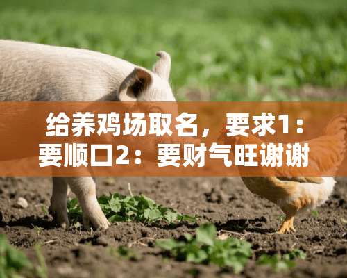 给养鸡场取名，要求1：要顺口2：要财气旺谢谢？