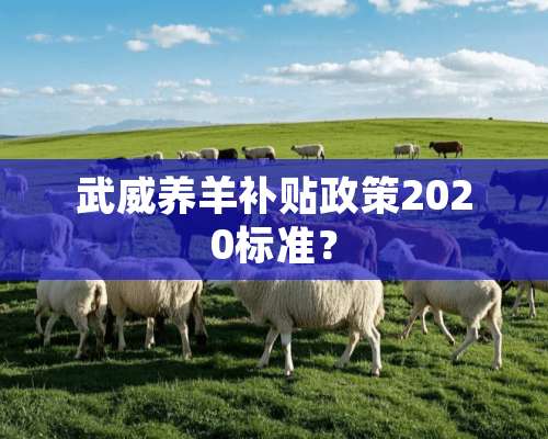 武威养羊补贴政策2020标准？