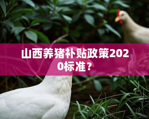 山西养猪补贴政策2020标准？