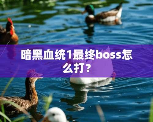 暗黑血统1最终boss怎么打？