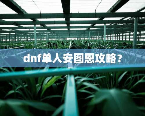 dnf单人安图恩攻略？